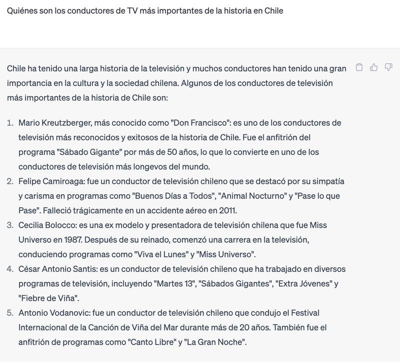 Esta es la respuesta que nos entregó el Chat GPT.