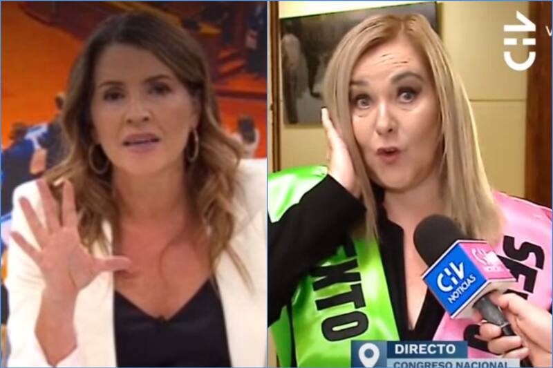 Monserrat Álvarez y Pamela Jiles protagonizan tenso cruce. Créditos: CHV.