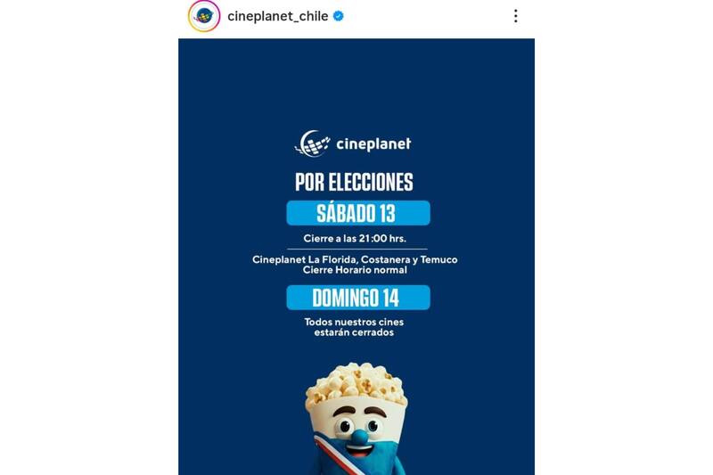 No abrirá ninguna de sus sucursales en el país durante este domingo, según la información que entregaron.
Créditos: Cineplanet.