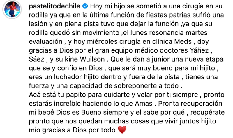 El artista se lesionó la rodilla y tuvo que ser operado de emergencia.