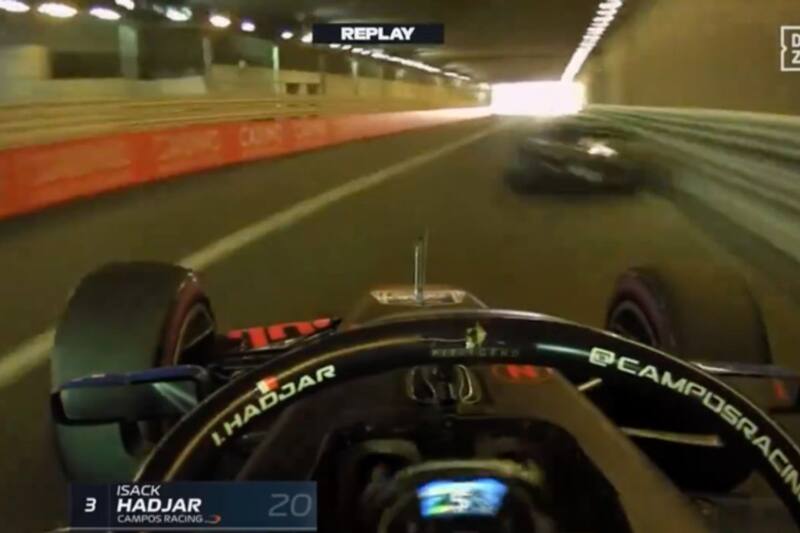 El francés Isack Hadjar logró esquivar en último momento al japonés Ritomo Miyata en el GP de Mónaco de Fórmula 2.