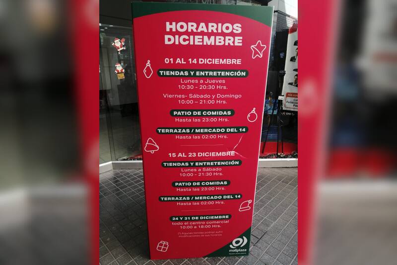 Estos son los horarios que tendrá Mall Plaza.