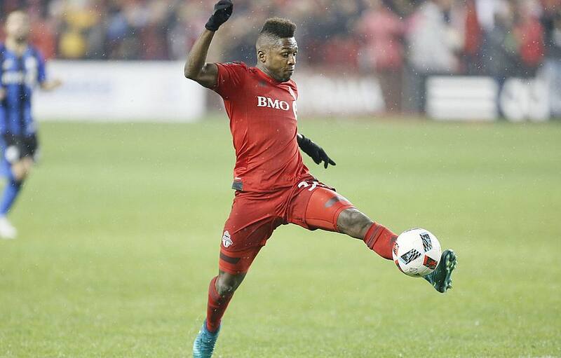 Nov 30, 2016; Toronto, Ontario, CAN; Toronto FC midfielder Armando Cooper (31) kicks the ball against the Montreal Impact in the second leg of the MLS Eastern Conference Championship at BMO Field. Mandatory Credit: John E. Sokolowski-USA TODAY Sports