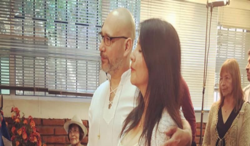 Juan Andrés Salfate y Cecilia Velásquez en su matrimonio en el año 2016