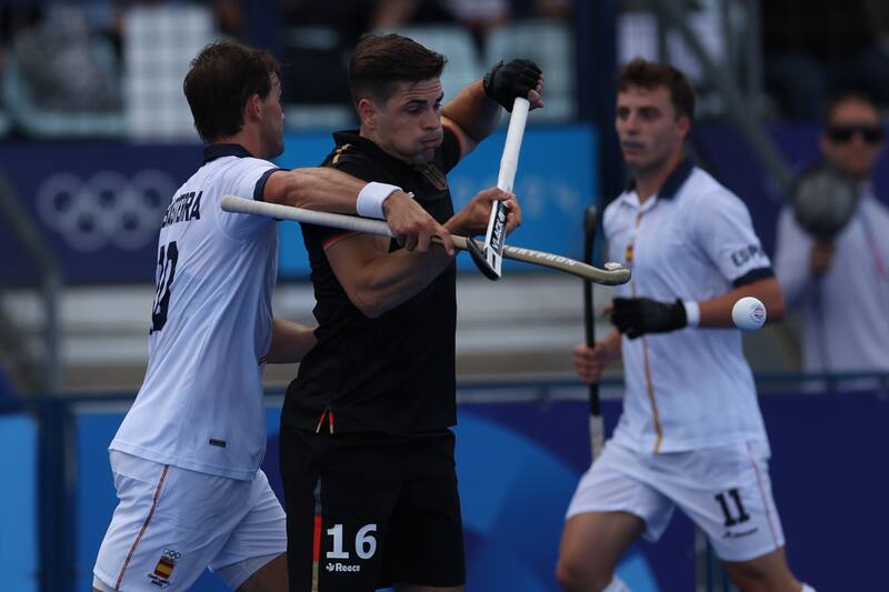 en el triunfo de Alemania ante su ex equipo, Argentina, en los cuartos de final del hockey sobre césped de París 2024. (Foto: EFE)