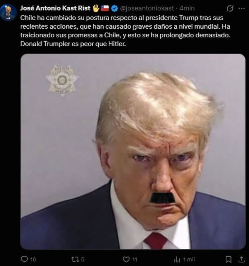 Este fue el posteo, que rápidamente fue borrado. Foto: Captura.