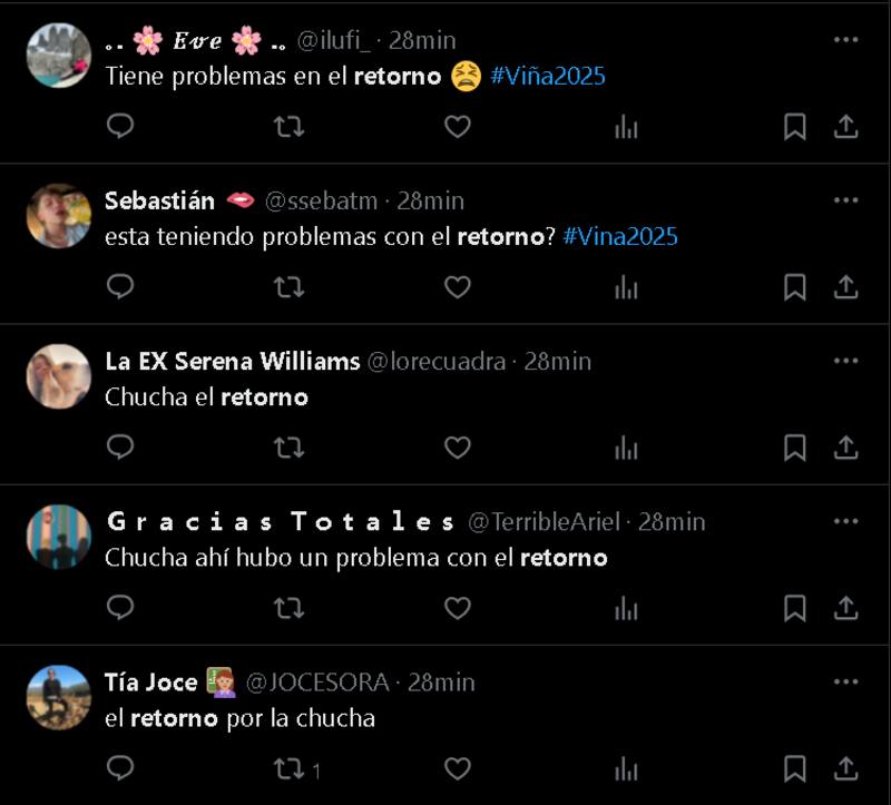 Usuarios de redes sociales se percataron de la falla en el retorno de Myriam Hernández.