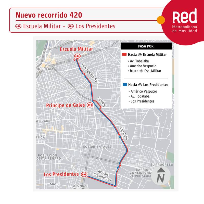 Conoce el nuevo recorrido de la micro 420 en Peñalolén. Créditos: RED