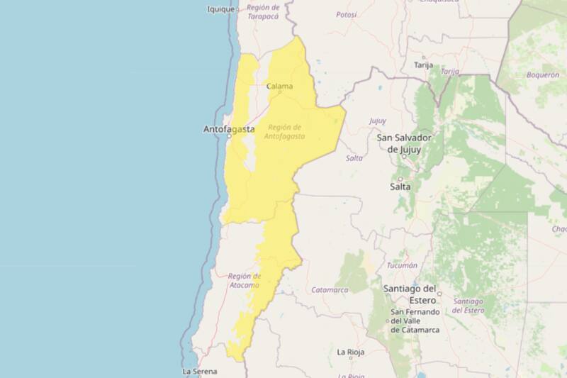 En Antofagasta y Atacama se esperan vientos de hasta 120 km/h en las próximas horas. Créditos: DMC.