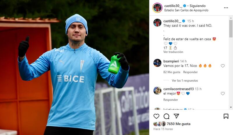 La UC mostró el retorno de Castillo y el jugador se refirió a los rumores de retiro.