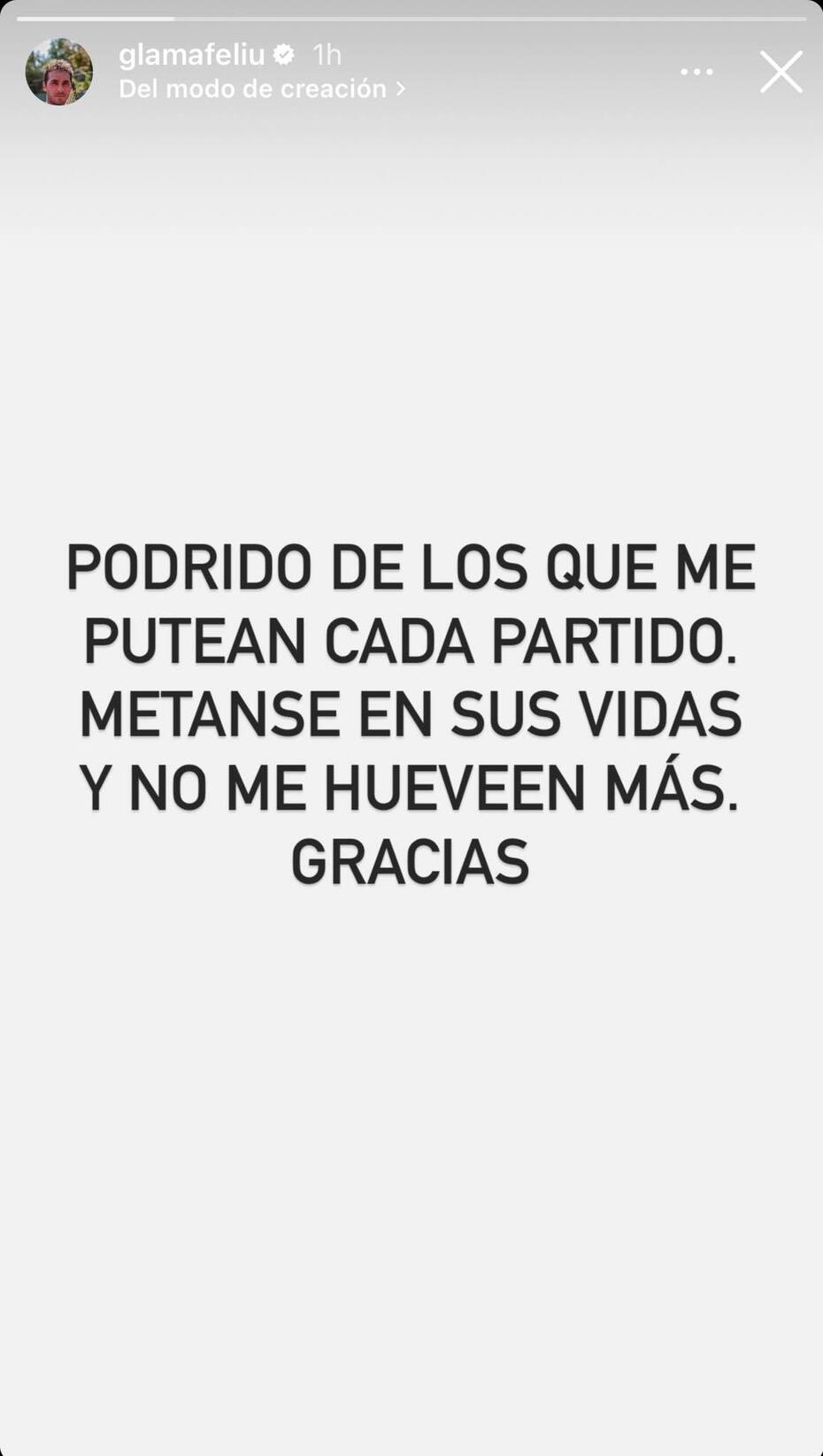 Captura de la historia de Instagram de Gonzalo Lama.