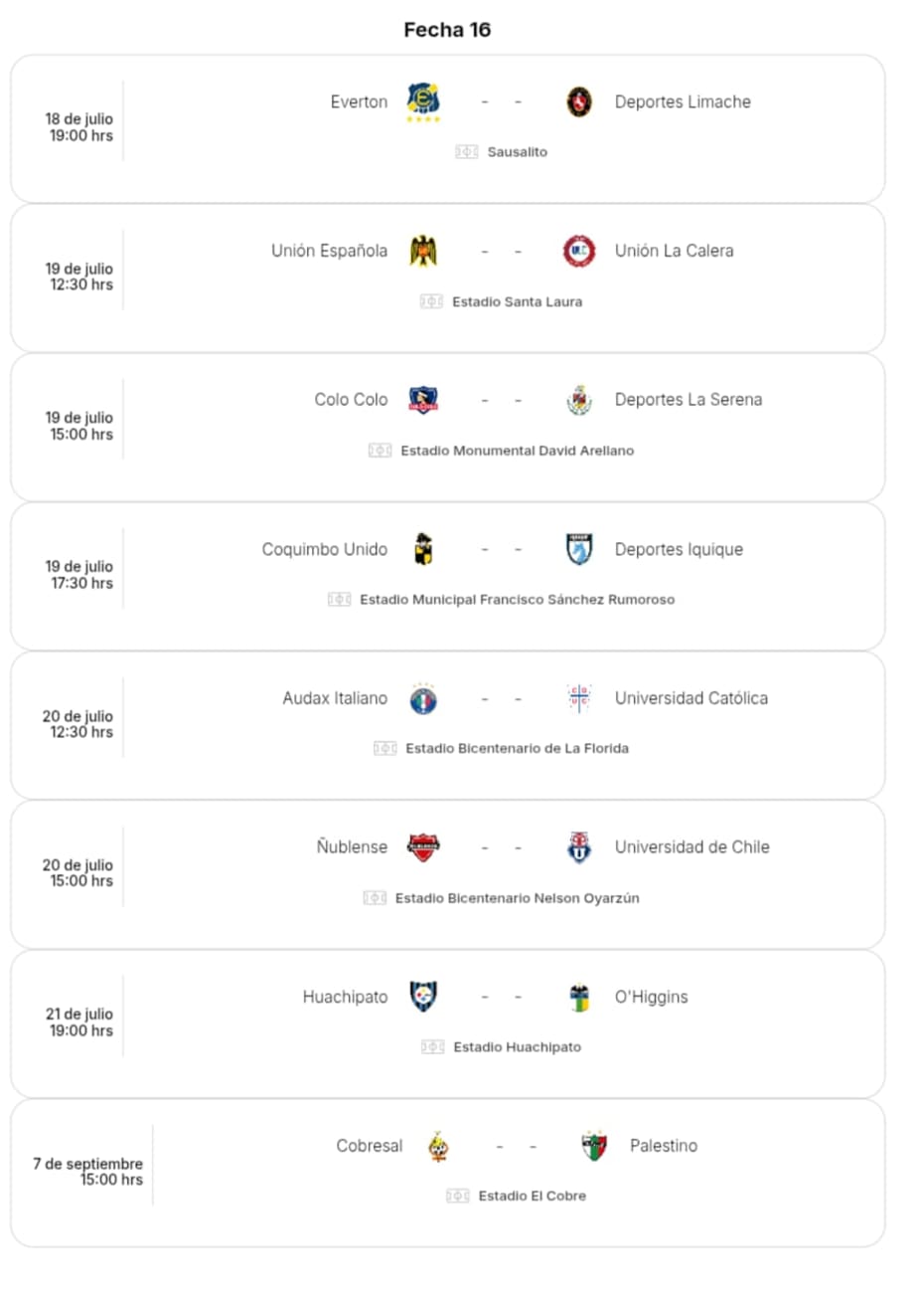 Fecha 16 del Campeonato Nacional.