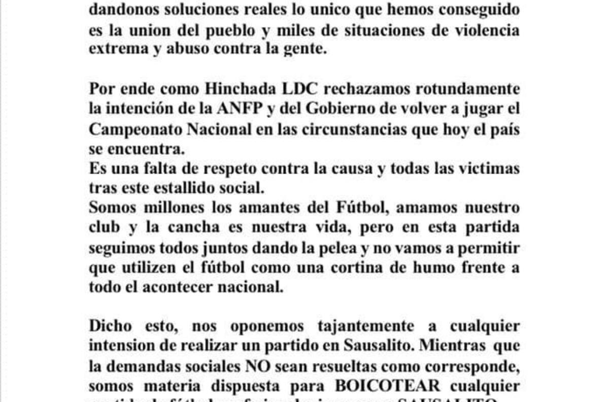 Barristas de Everton anunciaron que boicotearán partidos que se jueguen en Sausalito