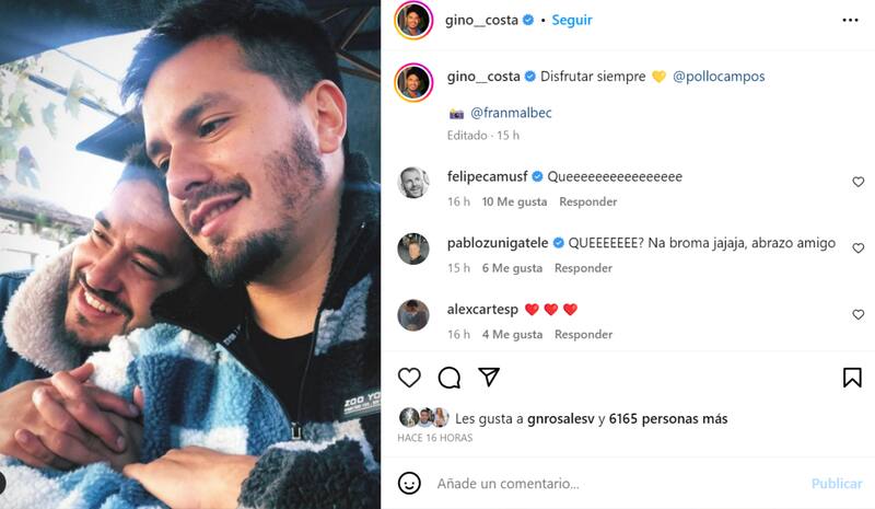 Publicación de Instagram de Gino Costa