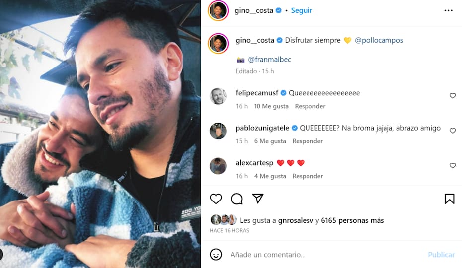 Publicación de Instagram de Gino Costa