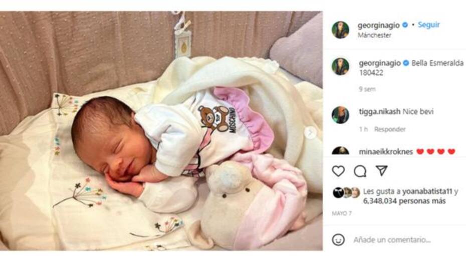 La hija menor de Cristiano Ronaldo y Georgina Rodríguez nació un 18 de abril de 2022.
