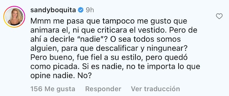 También se sumó a las críticas contra Pancha Merino.