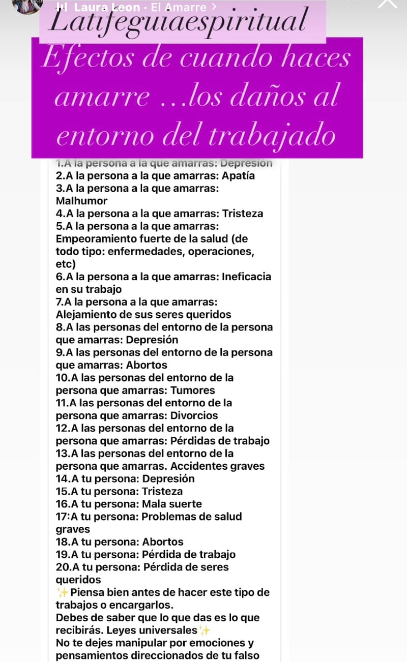 La médium compartió guía de efectos adversos si realizas un amarre.