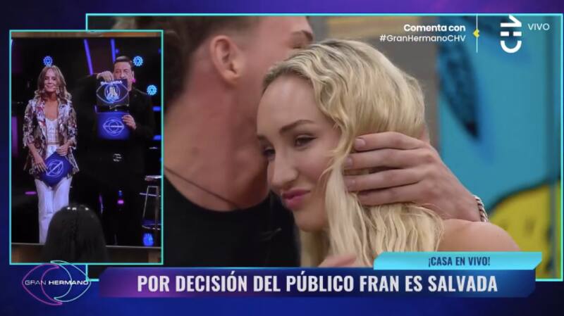 Francisca Maira es salvada por el público. Foto: CHV.