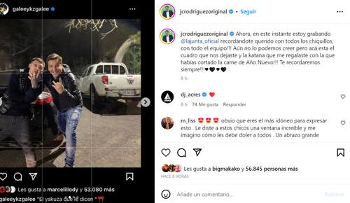Publicación de Instagram de Julio César Rodríguez
