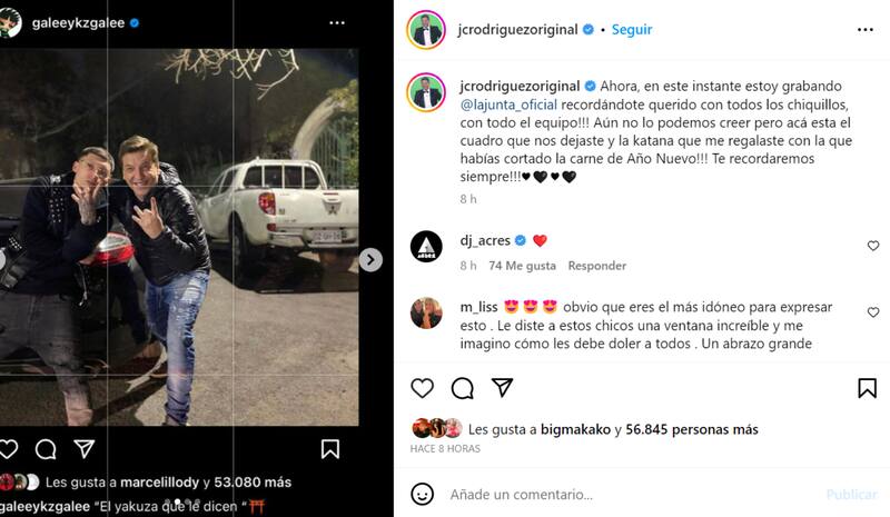 Publicación de Instagram de Julio César Rodríguez