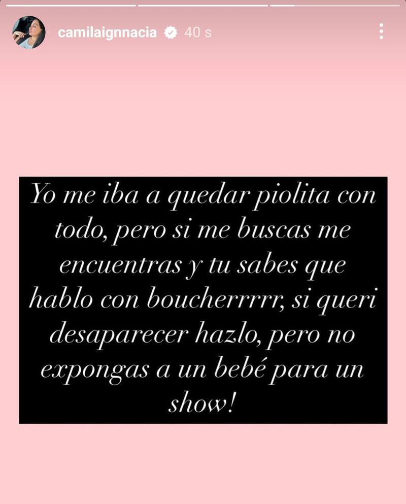 Historias de Camila Sepúlveda, borradas minutos después.