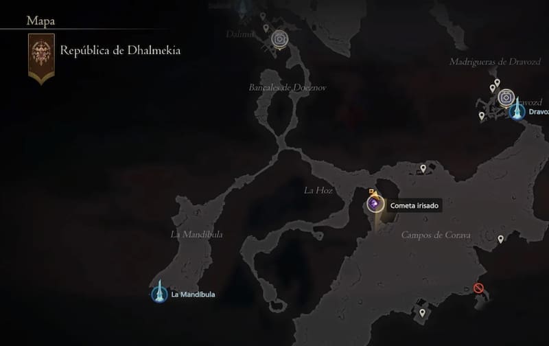 Ubicación Cometa Irisado. Créditos: Square Enix.