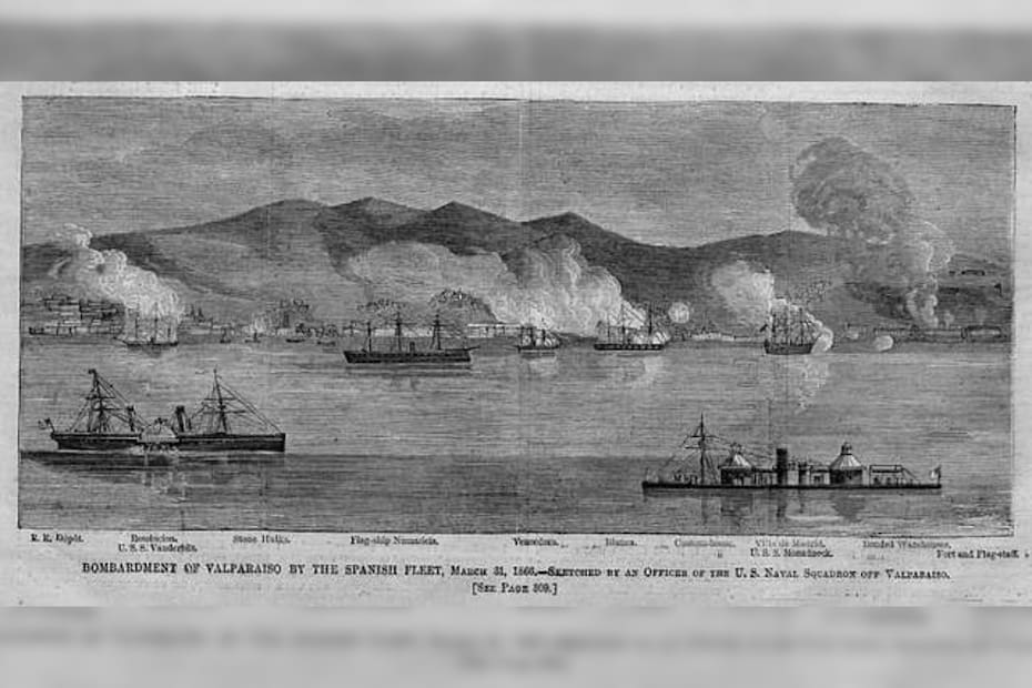 Ocurre el primer bombardeo contra el puerto de Valparaíso.