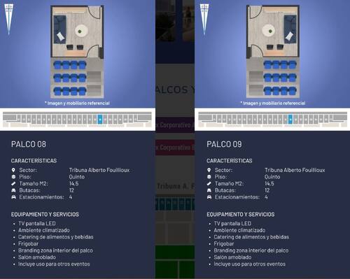 Así serán algunos de los palcos del nuevo San Carlos de Apoquindo.