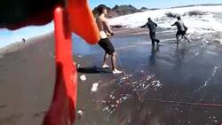 VIDEO | Registran video en primera persona de rescate a surfista arrastrado por el mar