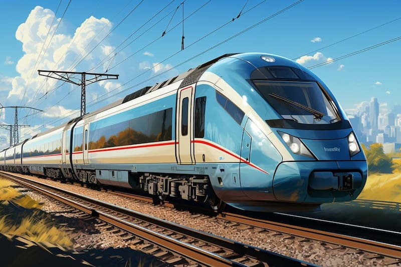 Imagen referencial de tren transcontinental bajo Inteligencia Artificial (IA).