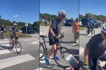 VIDEO | Joe Biden se cayó en bicicleta cuando compartía con su esposa: "Estoy bien"