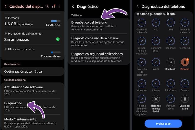 Si aparece el ícono en rojo, es porque esa función está con errores.