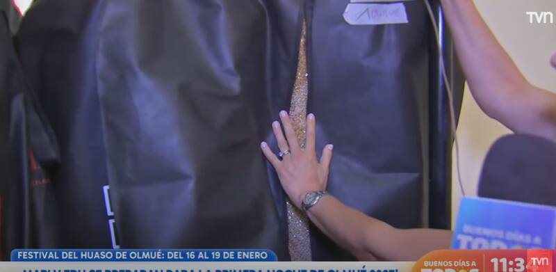 La animadora mostró parte del vestido que usará en Olmué 2025.