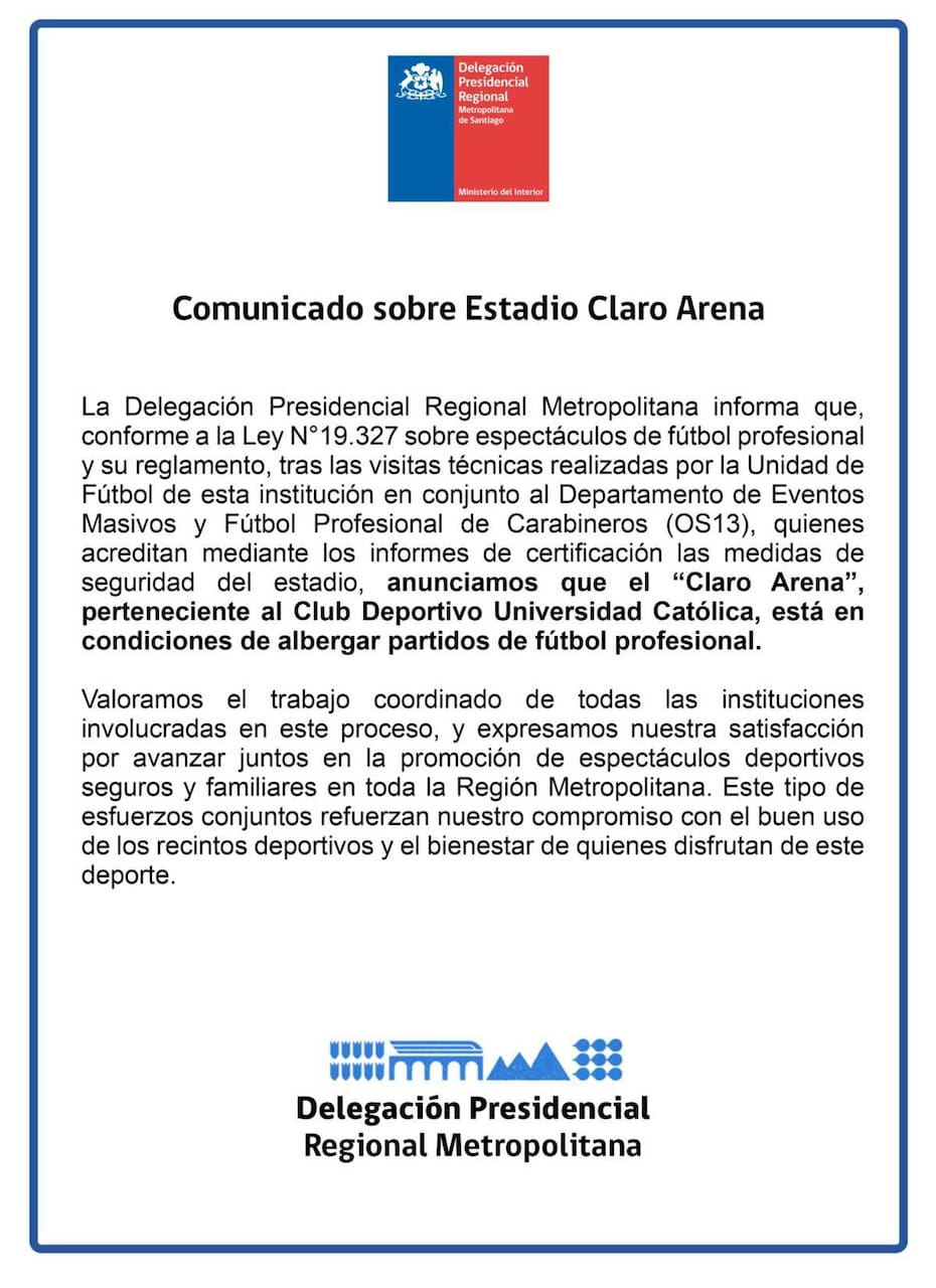 Un paso más para el Claro Arena.