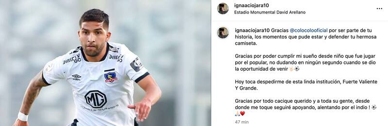 Ignacio Jara se despidió de Colo Colo tras su salida en 2024.