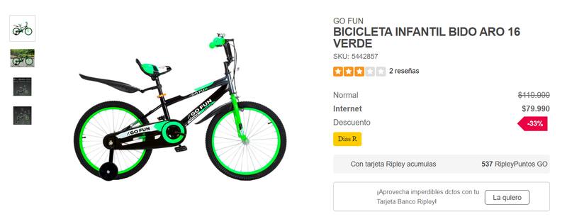 Bicicleta infantil Bido en Ripley - Aro 16