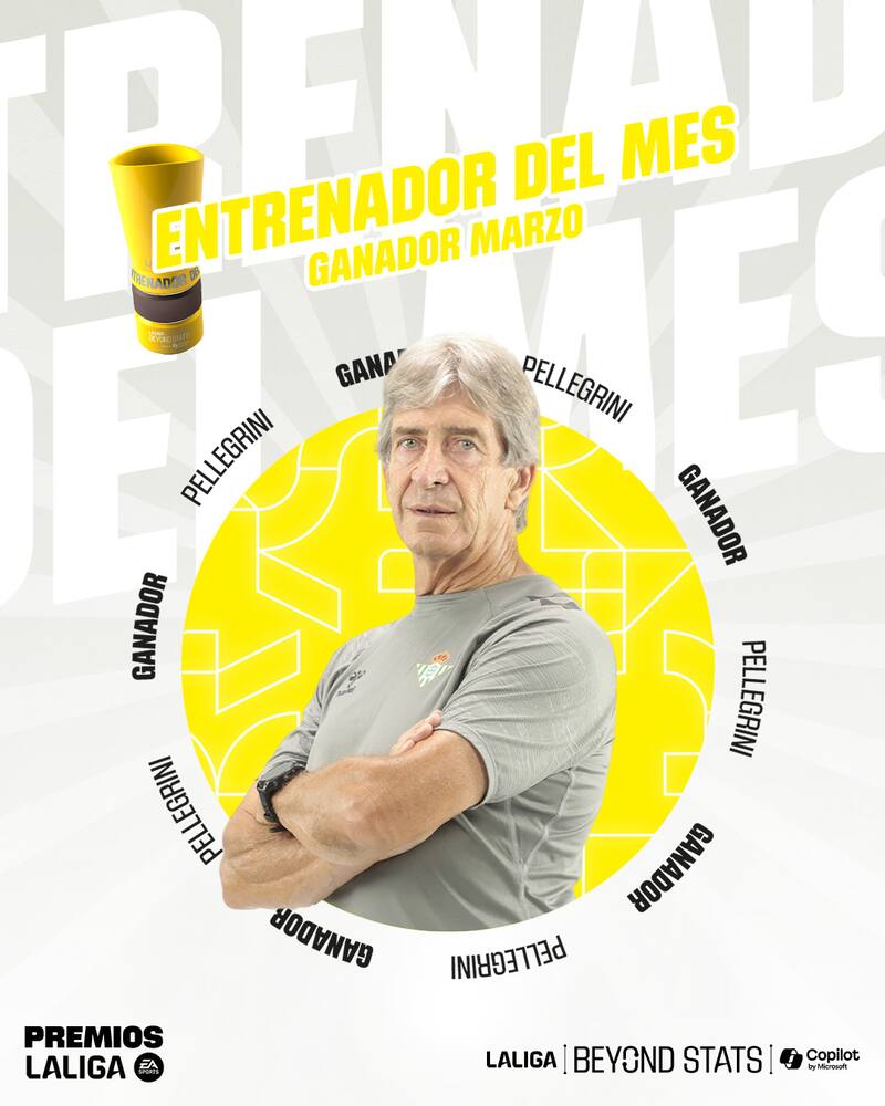 El Ingeniero fue condecorado como el Mejor Entrenador del mes de marzo en La Liga. Foto: La Liga.