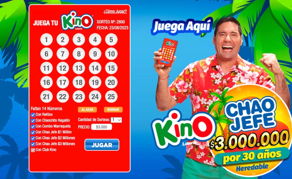Así puedes jugar al Kino en la página de Lotería.