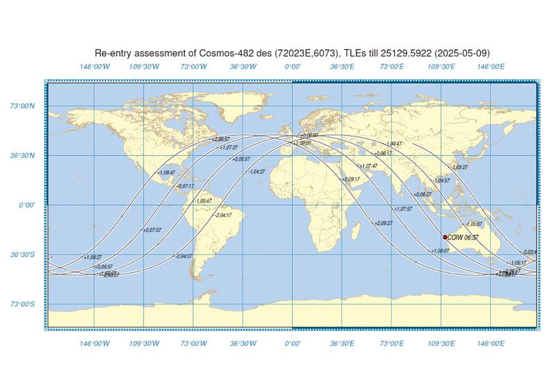 Nave soviética podría estrellarse en una de las áreas más pobladas de la Tierra.