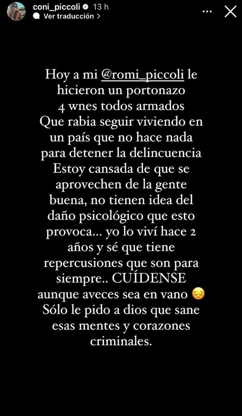 Constanza Piccoli y su reflexión ante el asalto de su hermana.