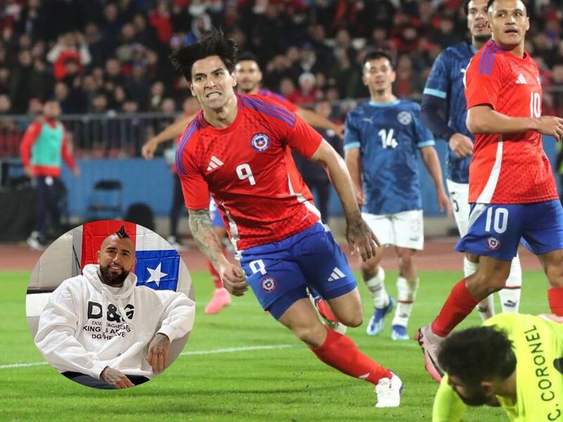 se robó la película en el Estadio Nacional con dos cabezazos letales. Arturo Vidal celebró efusivamente desde su casa. Foto: Agencia Aton.