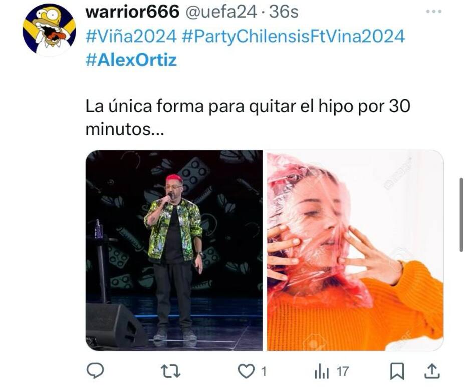 Reacciones de la red social X por la presentación de Alex Ortiz en el Festival de Viña 2024.