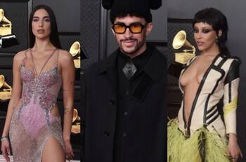 De Bad Bunny a Dua Lipa: Los extravagantes looks que deslumbraron en la alfombra roja de los Grammy 2021