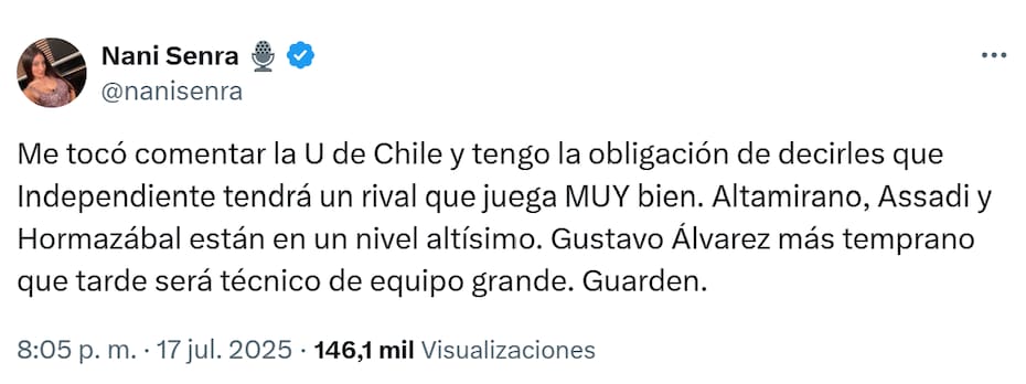 La periodista argentina abrió la polémica con una frase en X
