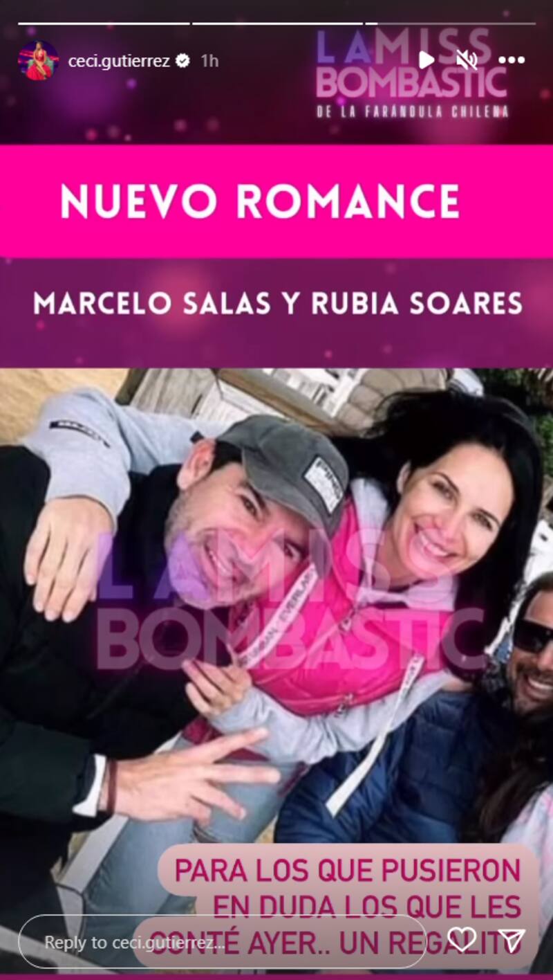 Cecilia Gutiérrez compartió por redes sociales una foto de Marcelo Salas y Rubia Soares después de que se enciendan rumores de romance entre ambos.
