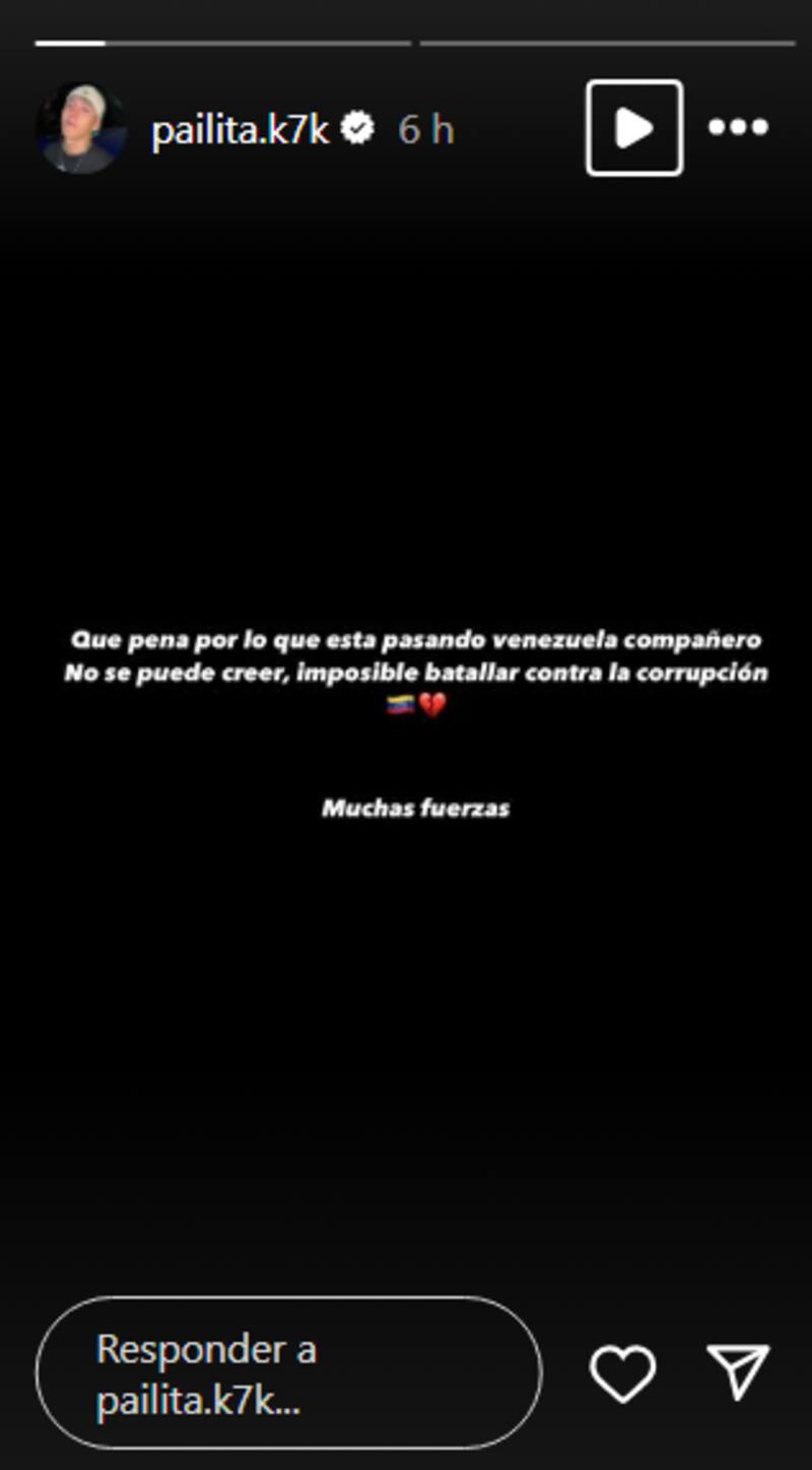 Pailita se pronunció frente a las elecciones en Venezuela.