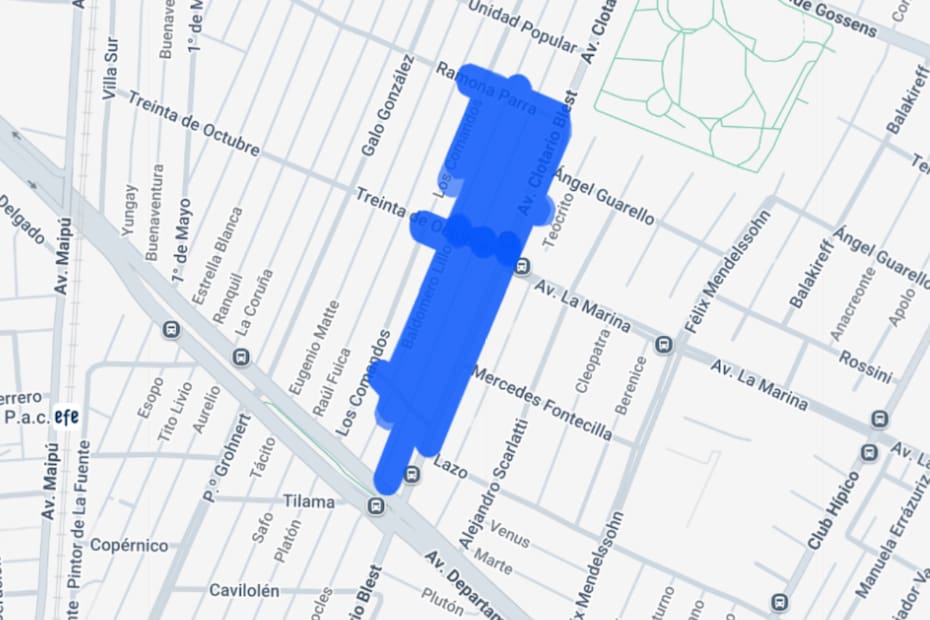 Sector afectado por el corte de luz.