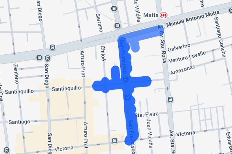 El corte se ubica a pasos de la estación de metro Matta. Foto: Enel.