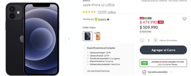 Este es el celular con rebaja en Falabella.